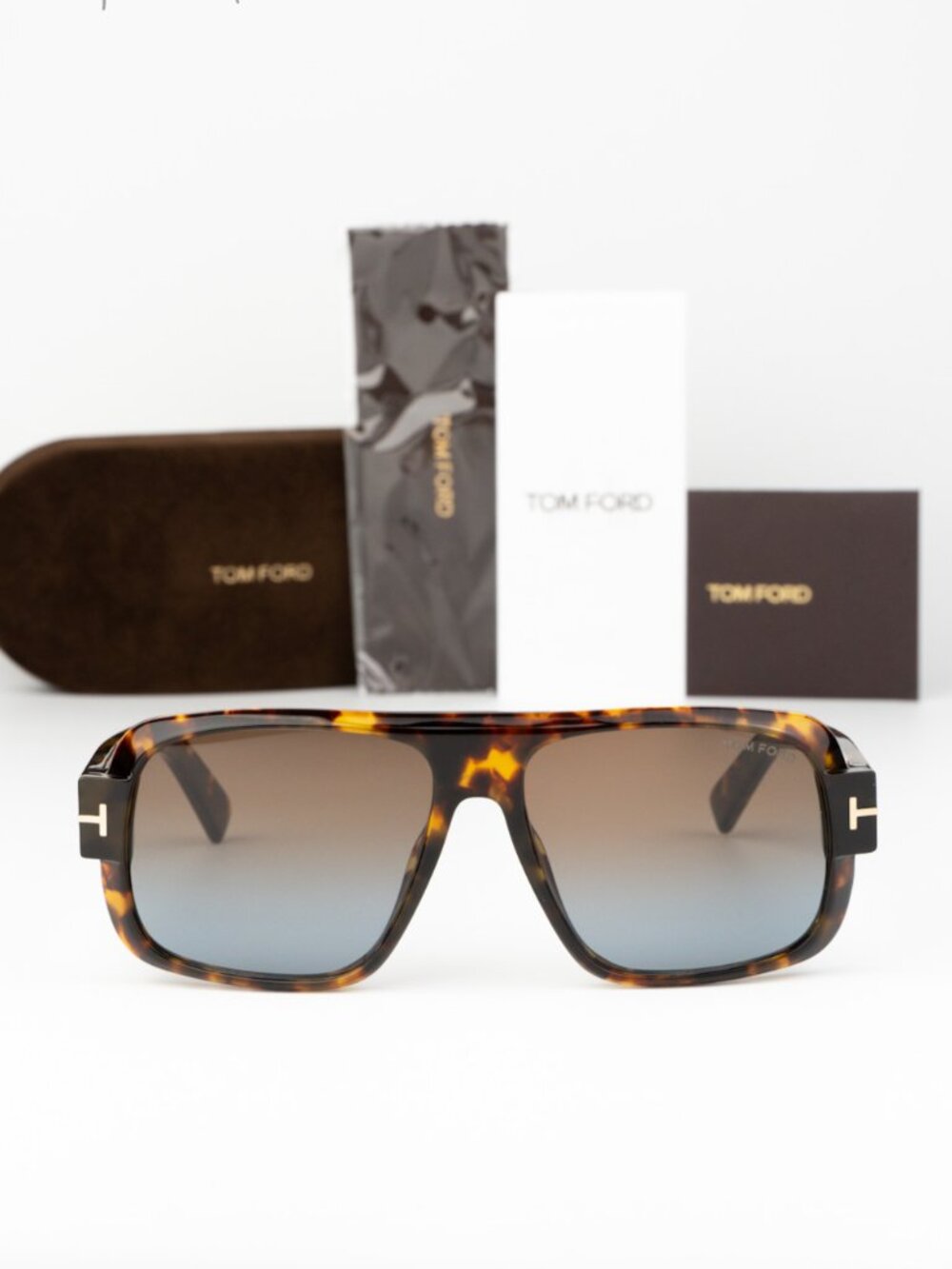 Tom Ford TURNER Men Sunglasses Havana Brown Gradient Pilot FT1101 52F NEW